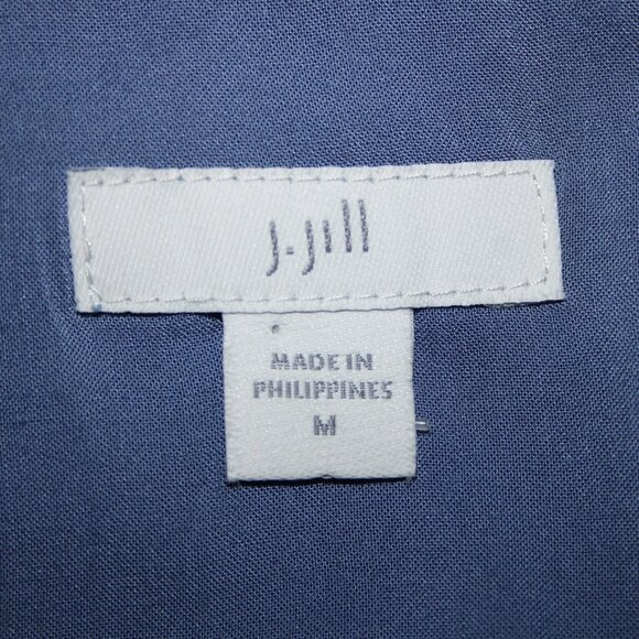 J Jill Sz M Blue White Multi Color Lined Ruffles Pullover 100% Rayon Dress - Picture 9 of 13